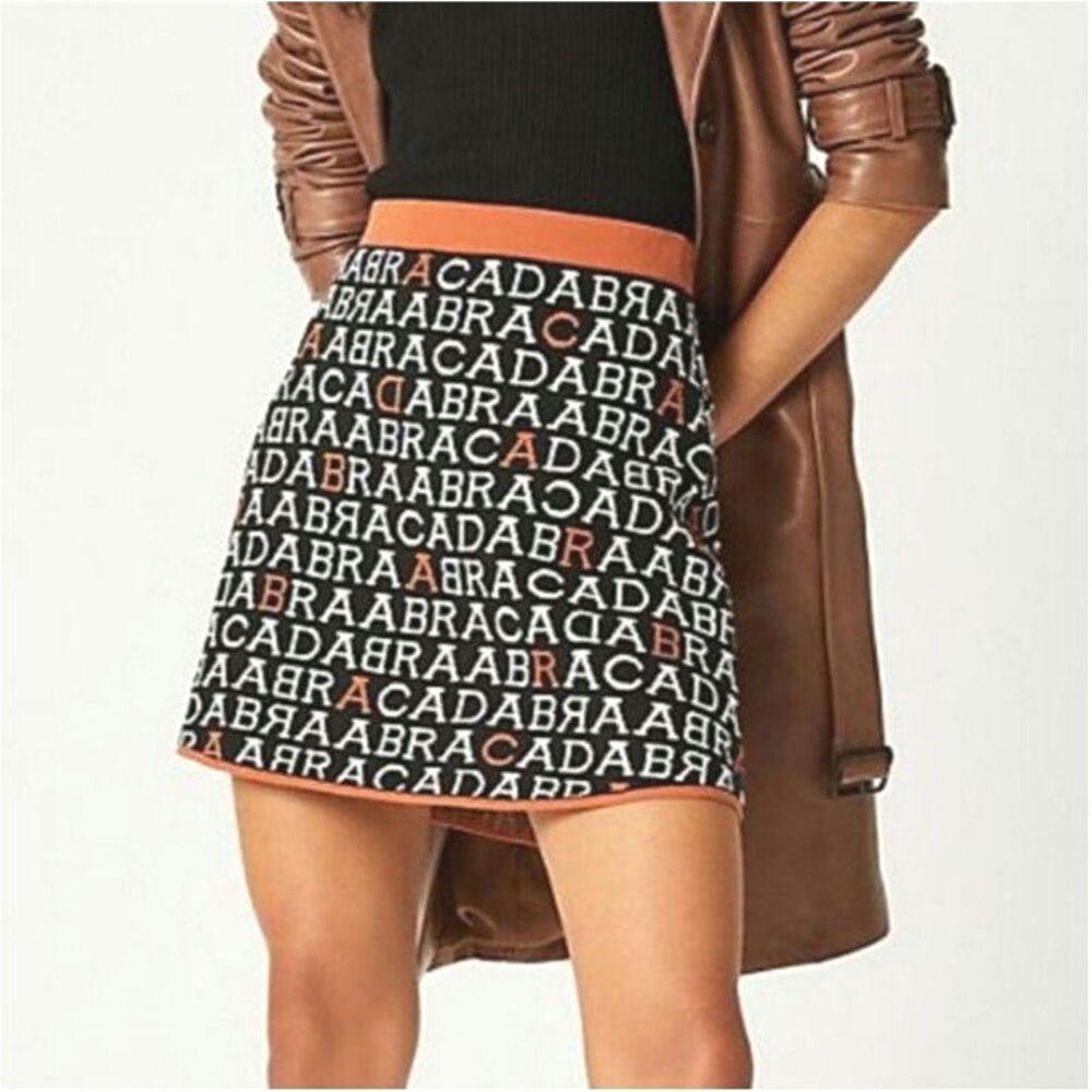 Anthropologie Maeve Abracadabra Knit Mini Skirt Boho Retro Statement Skirt XS